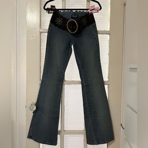 Angels belted low rise flare jeans